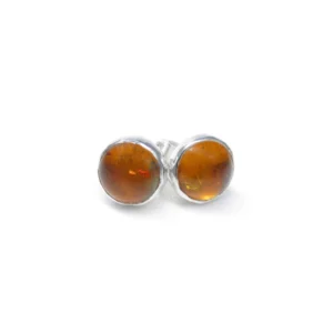 sterling silver and 6mm Amber earrings